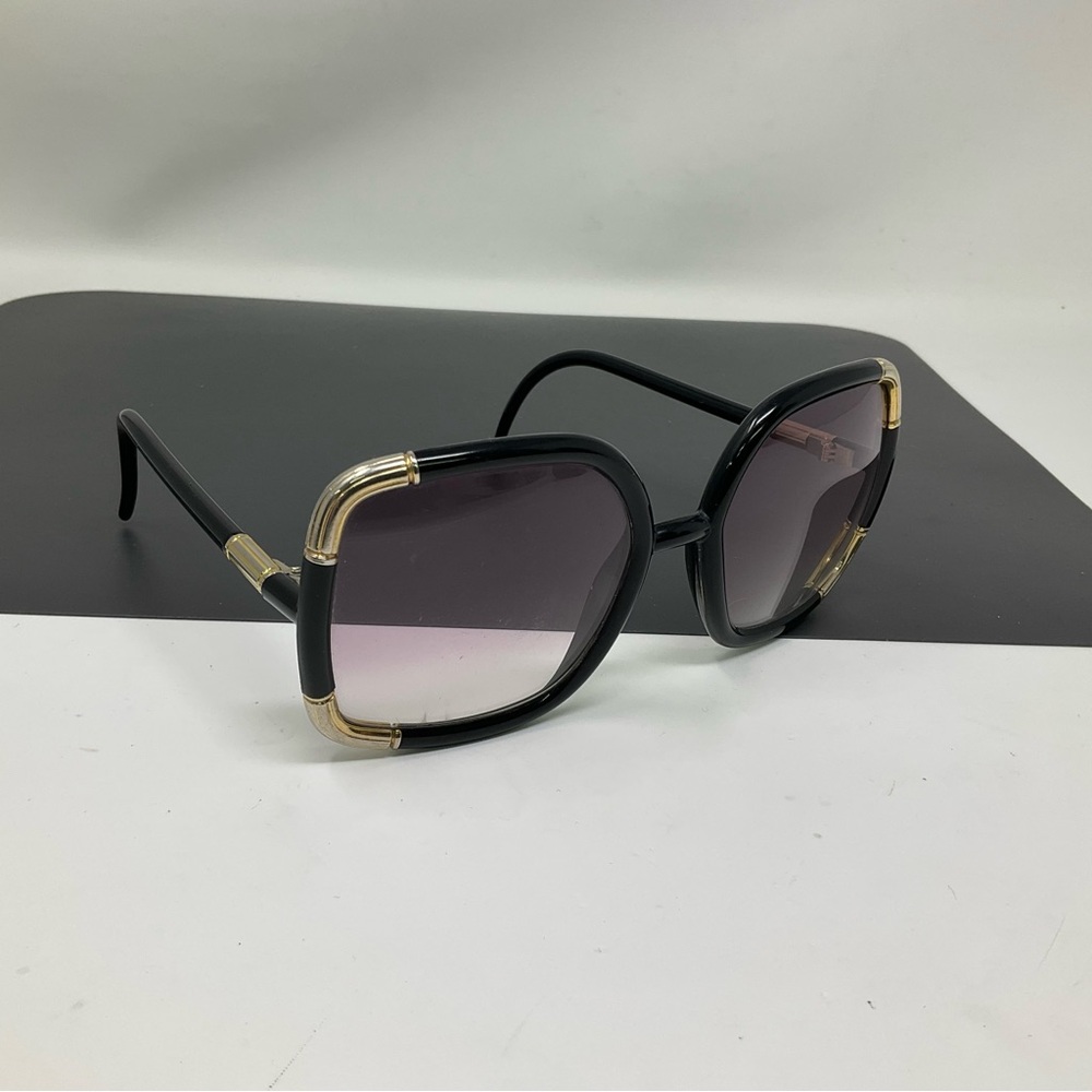 Vintage Ted Lapidus Black and Gold Oversized Women's Sunglasses